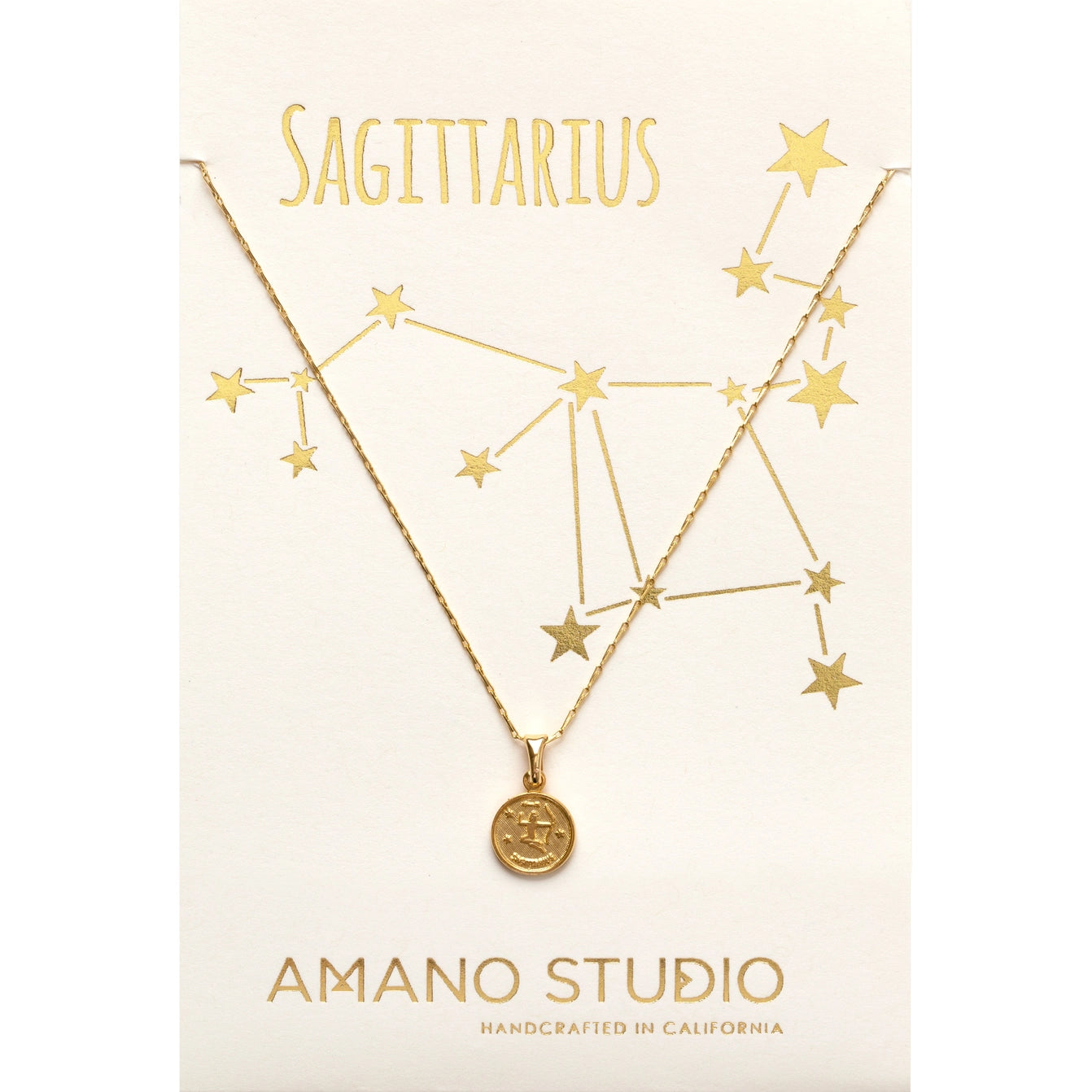 Tiny Zodiac Medallion Sagittarius Necklace
