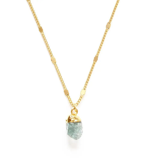 Raw Cut Aquamarine Gemstone Necklaces