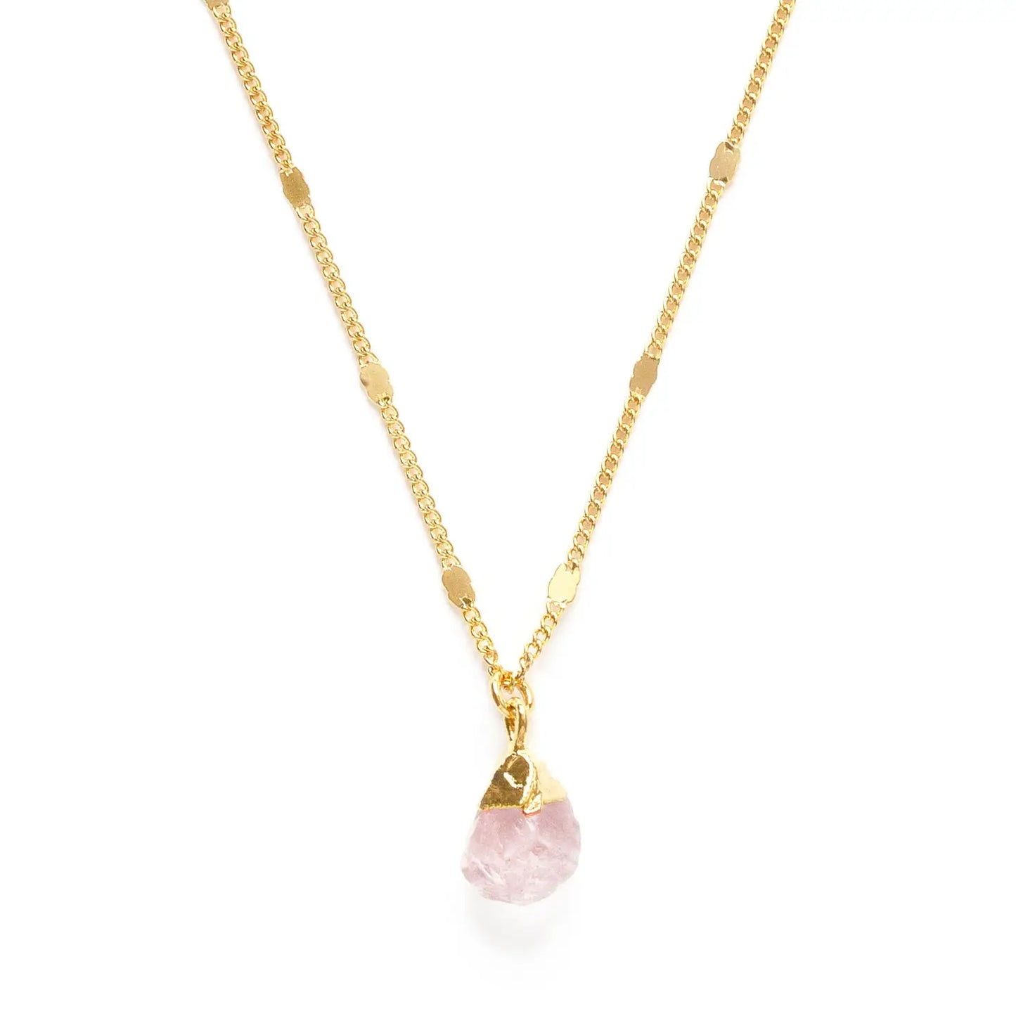 Raw Cut Rose Quartz Gemstone Necklaces