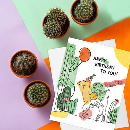 Froggy Llama Birthday Drama Card