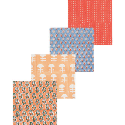 Block Print Gather Napkin Set of 4
