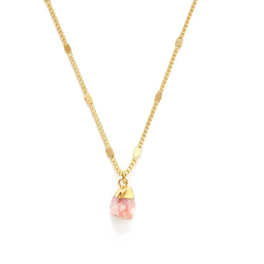 Raw Cut Pink Peruvian Opal Gemstone Necklaces