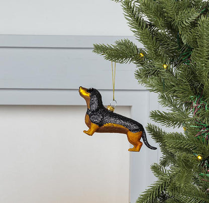 Glass Dachshund Christmas Ornament