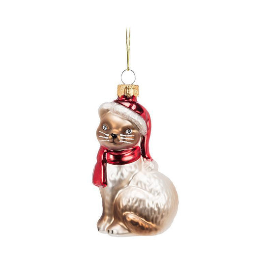 Sitting Cat w/Hat Ornament