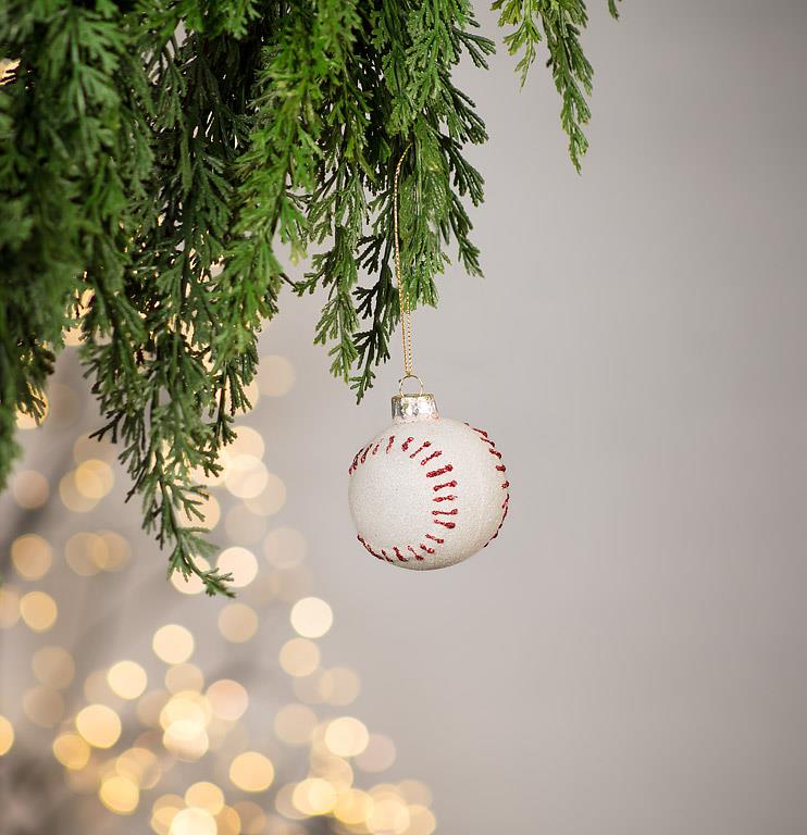 Glass Baseball Christmas Ornament