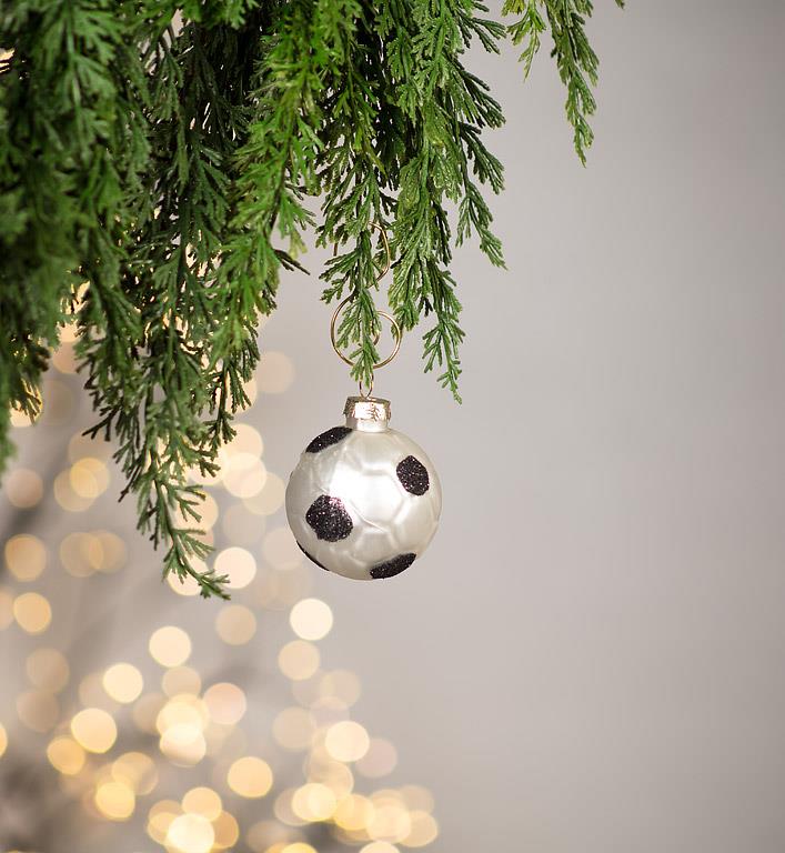 Glass Soccer Ball Christmas Ornament