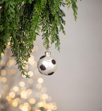 Glass Soccer Ball Christmas Ornament