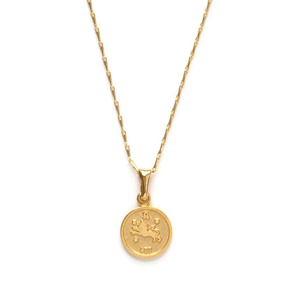 Tiny Zodiac Medallion Leo Necklace