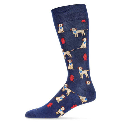 Men's Bamboo Crew Socks Navy Pups + Pumps
