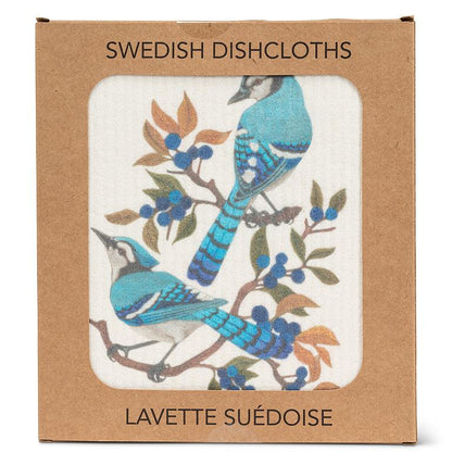 Swedish Dishcloth Blue Jays + Berries