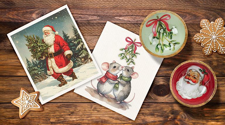 Mice Under the Mistletoe Swedish Dishcloth
