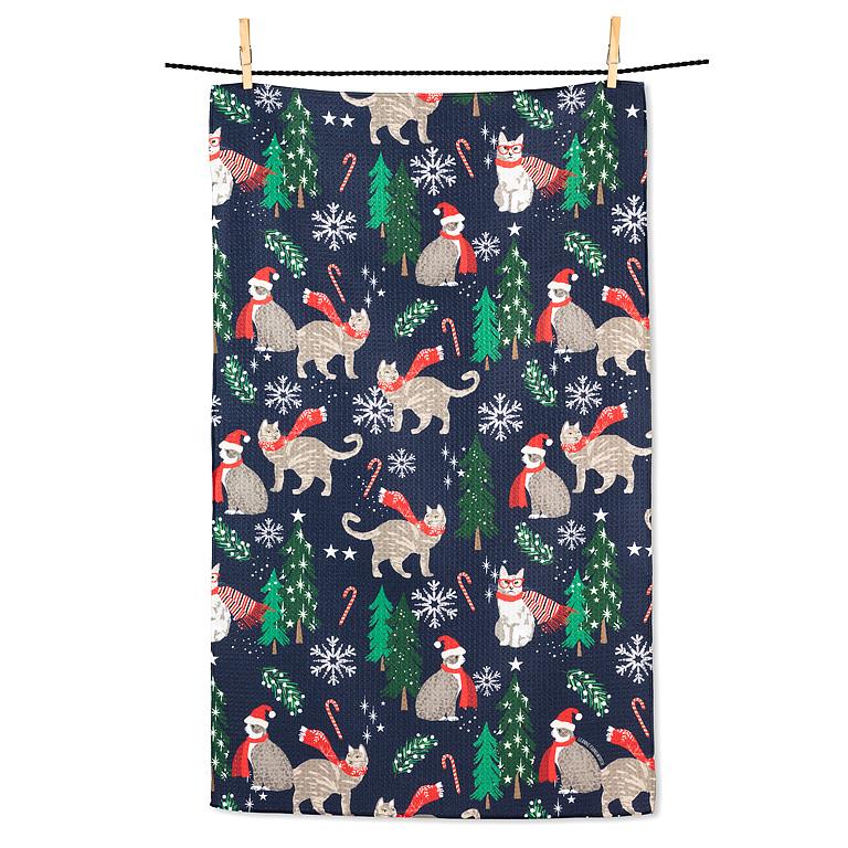 Festive Cats Recycled Kitchen Towel