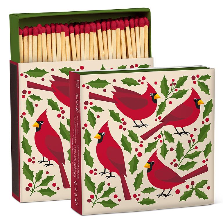 Cardinals & Holly Decorative Matches