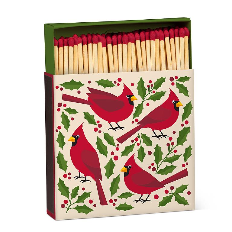 Cardinals & Holly Decorative Matches