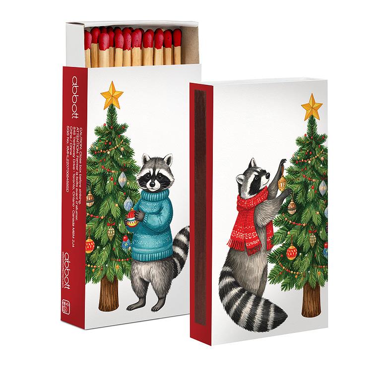 Christmas Raccoons Decorative Matches
