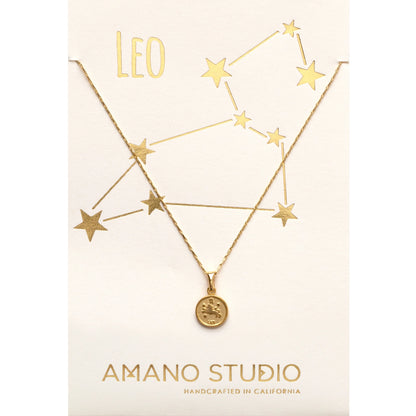 Tiny Zodiac Medallion Leo Necklace