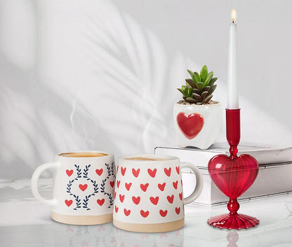 Wide Base Mug With Scandi Heats + Leaves