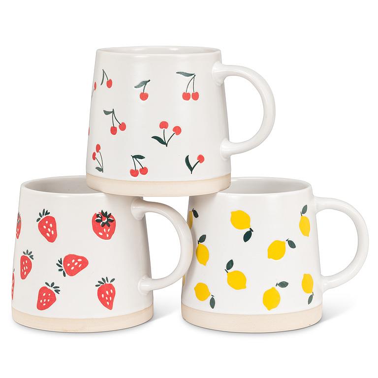 Wide Base Mug With Cherries