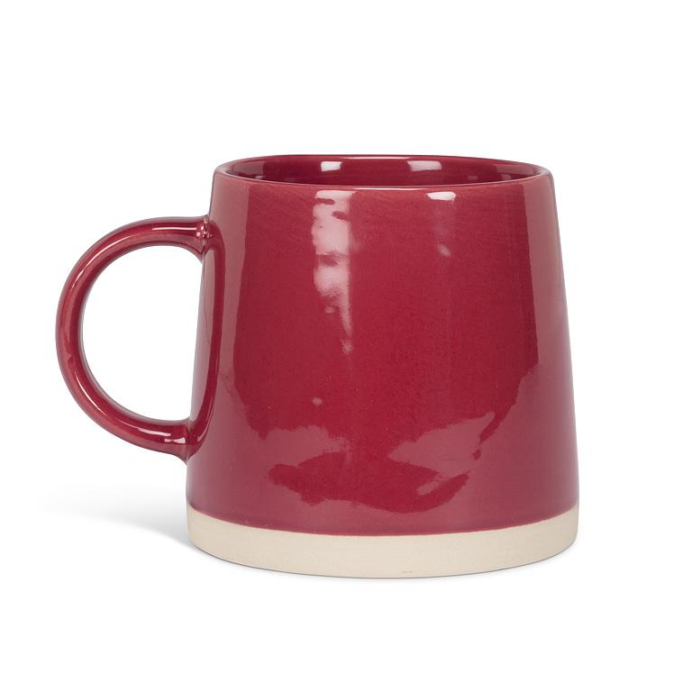 Red Embossed Maple Leaf Stoneware Mug