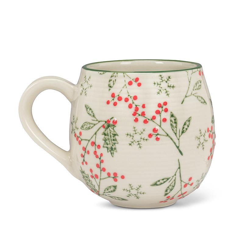 Holly Stoneware Ball Mug
