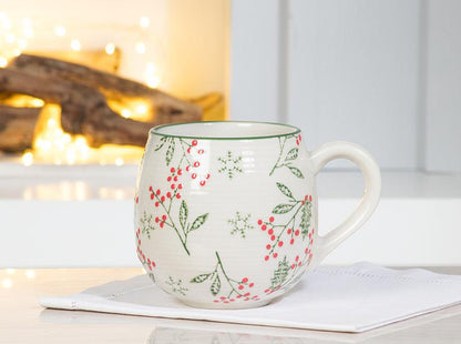 Holly Stoneware Ball Mug