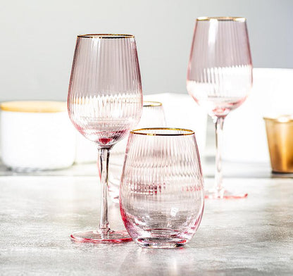Optic Stemless Wine Glass With Gold Rim