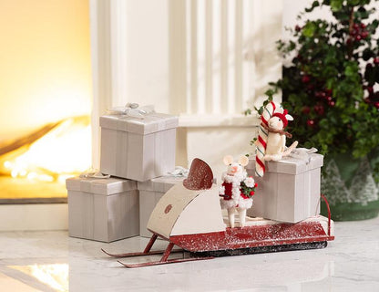 Santa Mouse with Wreath Ornament