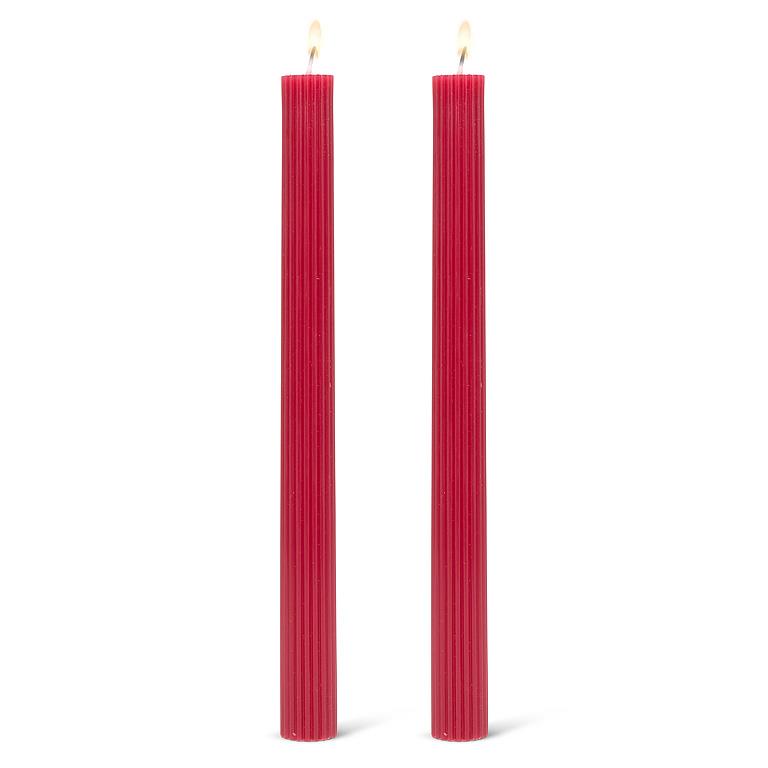Ridged Taper Candle | Red