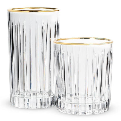 Ribbed Tumbler With Gold Rim