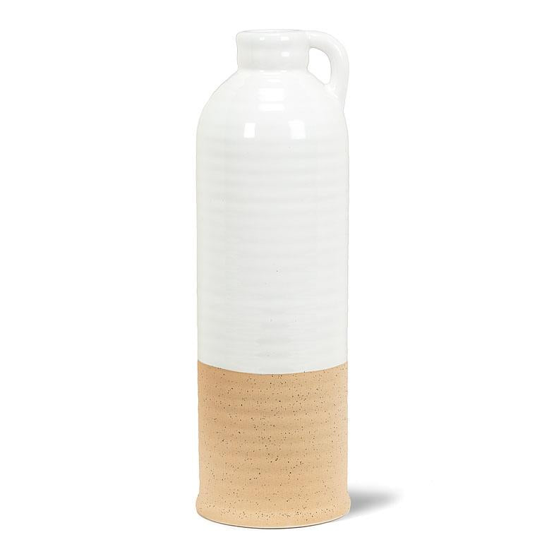 White & Natural Shiny & Matte Vase w/Handle