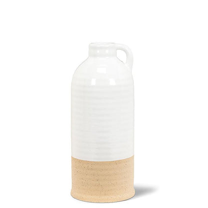 White & Natural Shiny & Matte Vase w/Handle