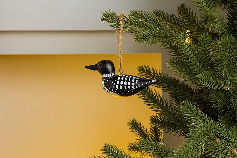 Carved Wood Loon Ornament