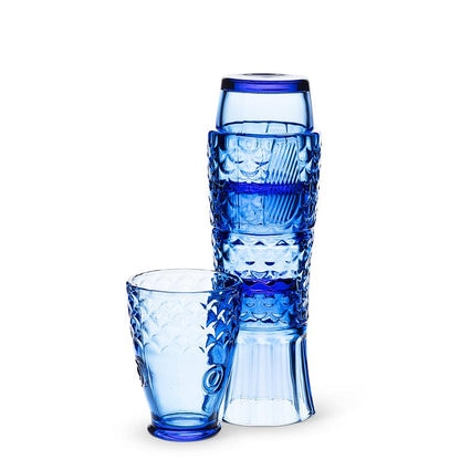 Blue Stacking Fish Glasses, Set of 4