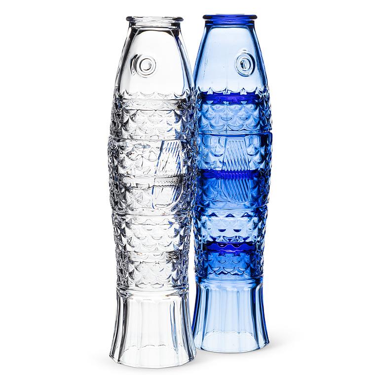 Blue Stacking Fish Glasses, Set of 4