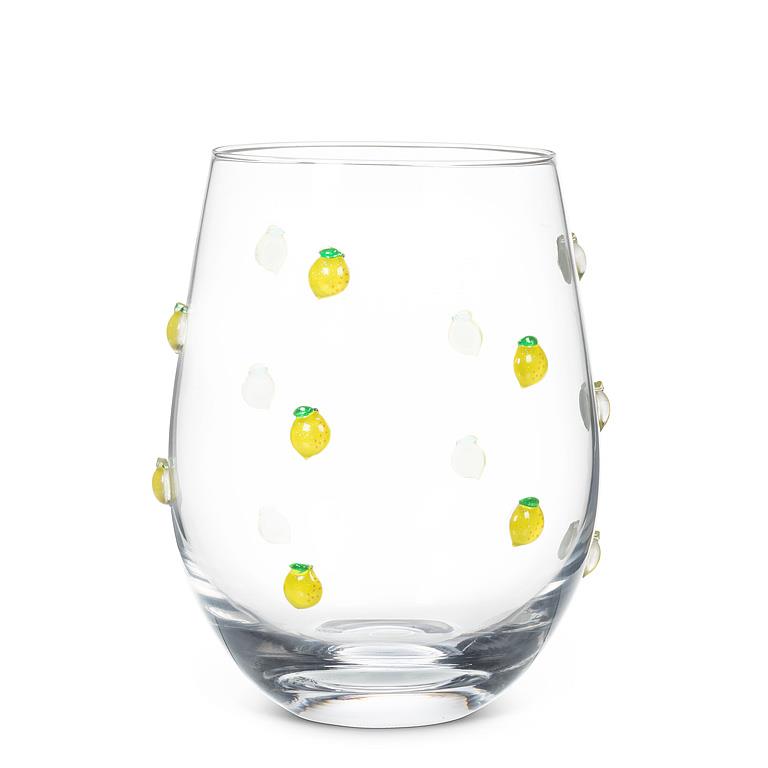 Stemless Wine Glass With Fruits