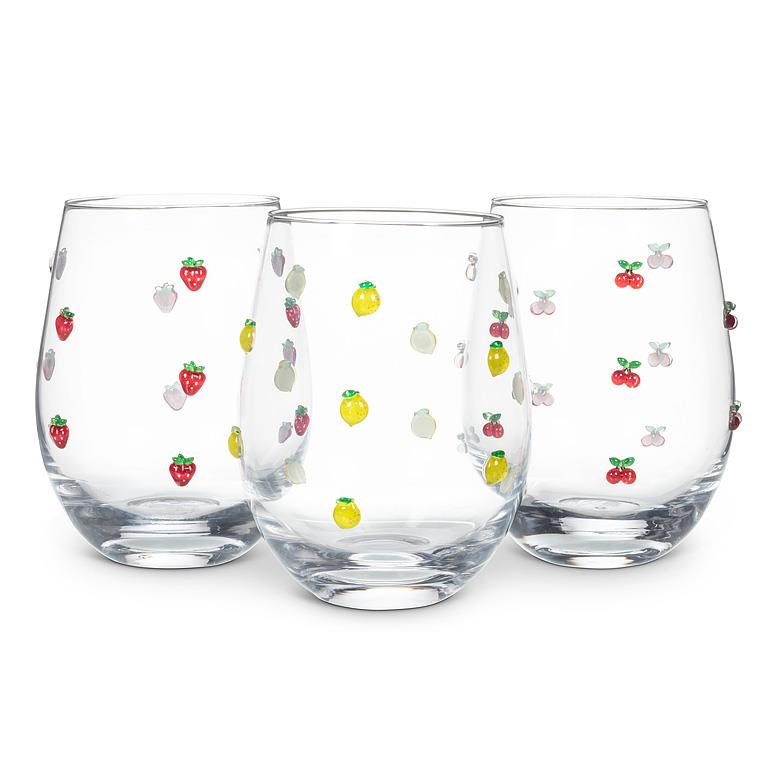 Stemless Wine Glass With Fruits