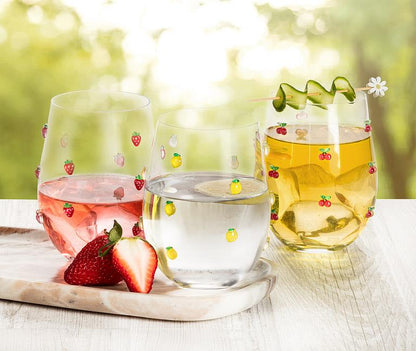 Stemless Wine Glass With Fruits
