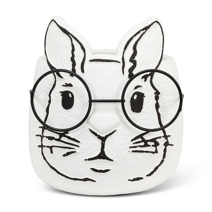 Large Bunny Planter with Glasses