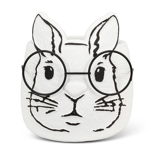 Large Bunny Planter with Glasses