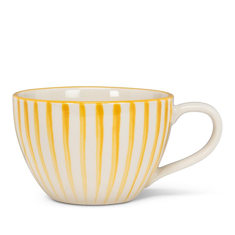 Cabana Stripe Wide Mug-Yellow