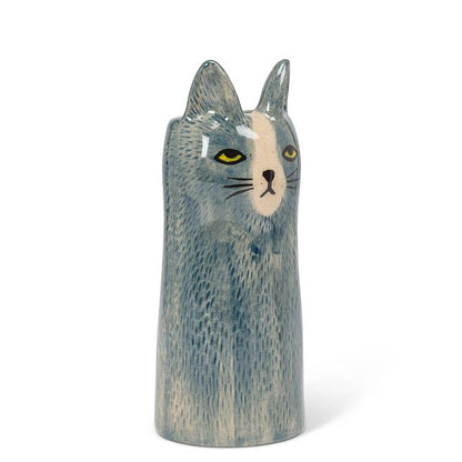 Tall Blue Cat Vase