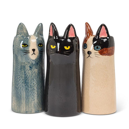 Tall Blue Cat Vase