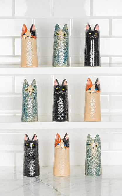 Tall Blue Cat Vase
