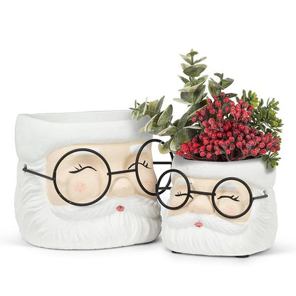 Santa Face Planter with Glasses | Small