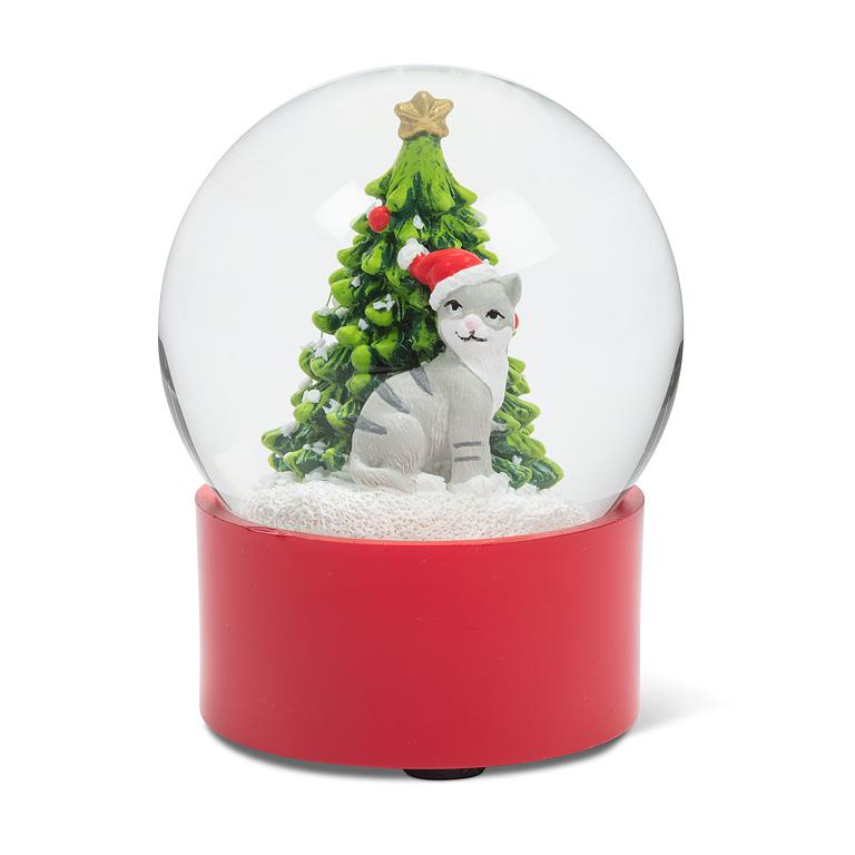 Christmas Tree & Cat Snow Globe