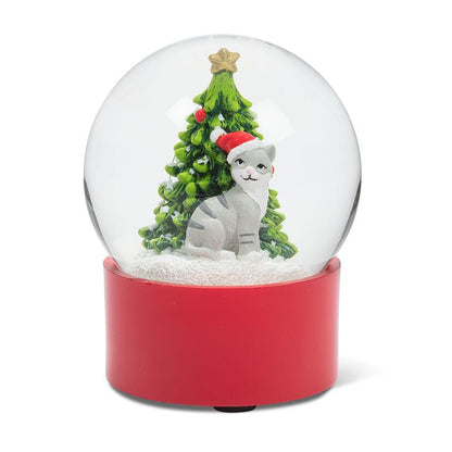 Christmas Tree & Cat Snow Globe