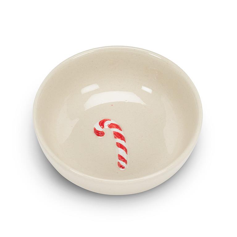 Candy Cane Stoneware Mini Bowl