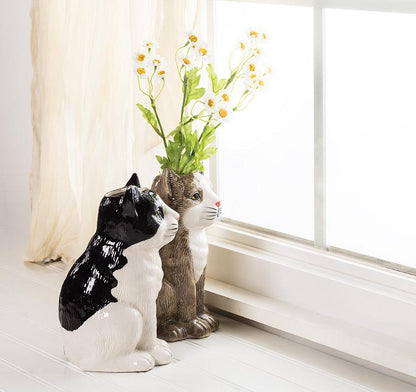 Sitting Black Cat Vase