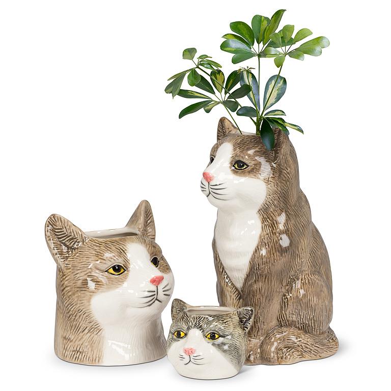 Small Tabby Cat Planter