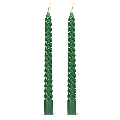 Tight Spiral Taper Candle | Hunter Green